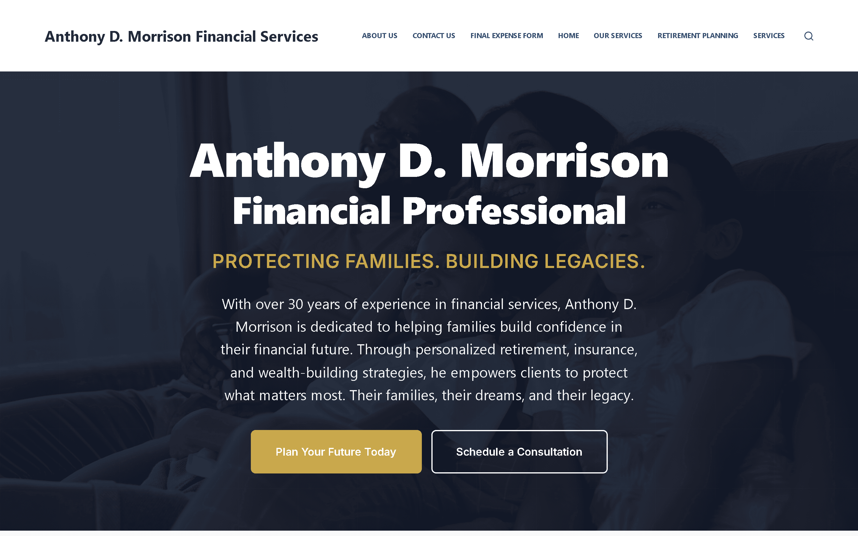 Anthony D. Morrison brand platform with content-first architecture, integrated offer pathways, and conversion-focused layout.